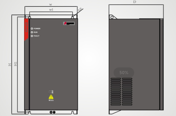 EP100 系列空壓機(jī)一體機(jī)變頻器尺寸