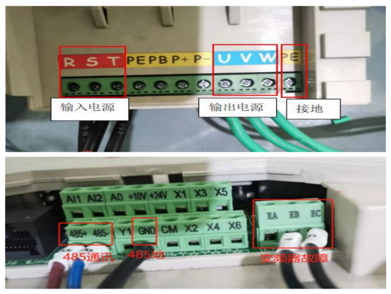 國產(chǎn)變頻器ES120K永磁同步變頻器空壓機(jī)調(diào)試-變頻器接線